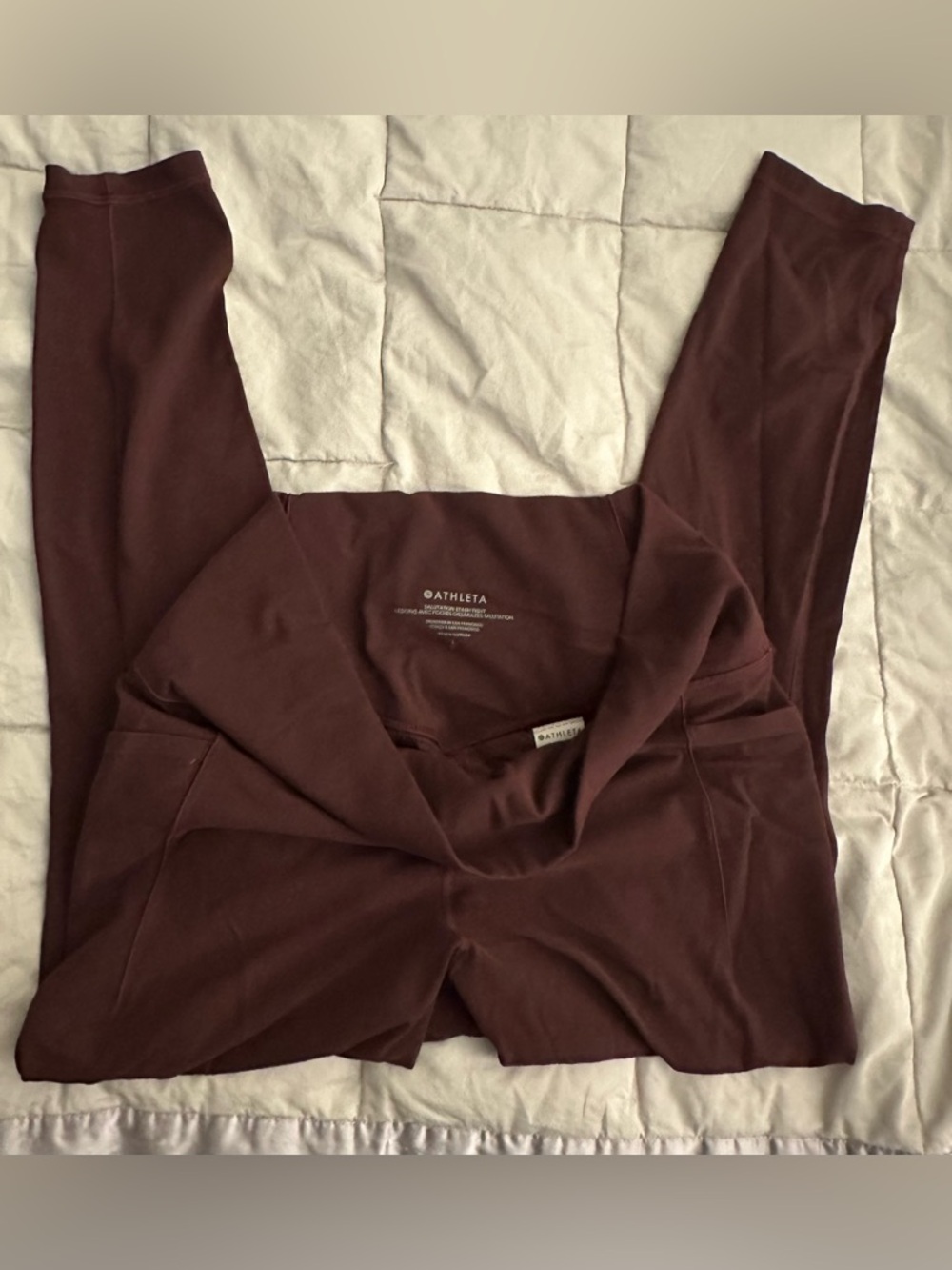 Athleta Deep Maroon Salutation Stash Tight